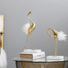 Copper White Crane Ore Figurine Set of 3