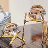 Clear Crystal Ball with Gold Base Set Set of 2