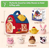 Soft Plush Farm Animal Playset with Barn, 7 Pieces