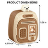 Kids Electronic Password Piggy Bank with Coin & Bill Slot, Brown Bear Design