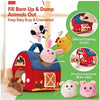 Soft Plush Farm Animal Playset with Barn, 7 Pieces