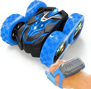Remote Control Car for Kids Ages 6+, RC Cars Stunt Car Toy 4WD Double Sided 360° Rotating Remote Control with Headlights, Birthday Xmas Gifts for Boys 6 7 8 9 10 11 12 1-Blue
