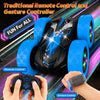 Remote Control Car for Kids Ages 6+, RC Cars Stunt Car Toy 4WD Double Sided 360° Rotating Remote Control with Headlights, Birthday Xmas Gifts for Boys 6 7 8 9 10 11 12 1-Blue