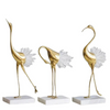 Copper White Crane Ore Figurine Set of 3