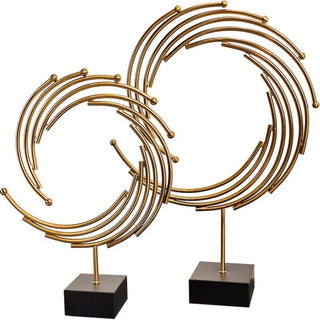Metallic Swirl Sculpture Duo with Marble Base Set of 2