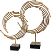 Metallic Swirl Sculpture Duo with Marble Base Set of 2