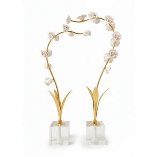 2-Piece White Rose Sculpture Set