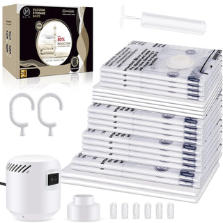 Electric Vacuum Storage Bags - Space Saver Compression Bags for Clothes (25 Combo-Two Pumps)